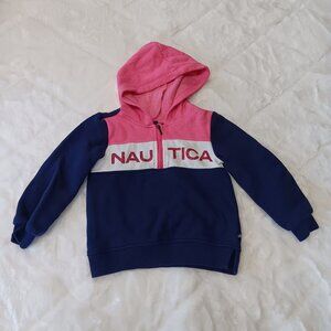 Nautica girls pullover hooded jacket pink/navy blue